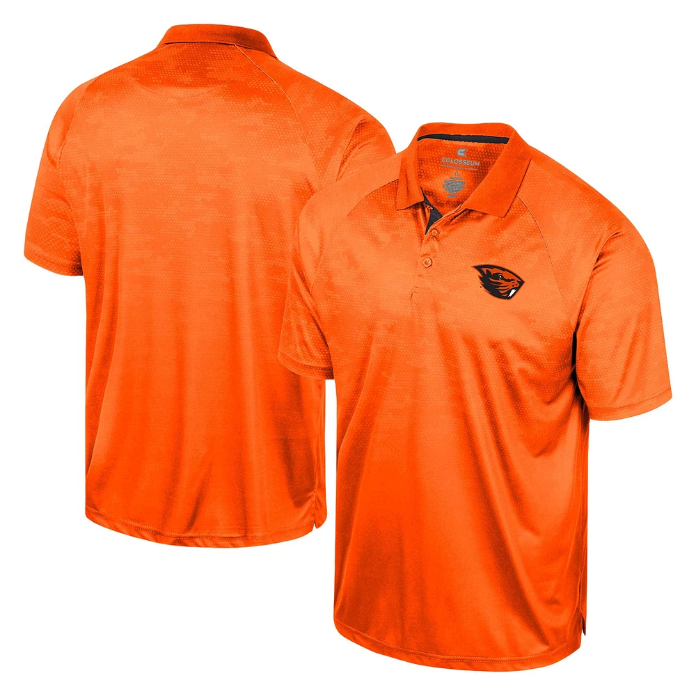 Polo à manches raglan en nid d'abeille Colosseum Orange Oregon State Beavers pour homme