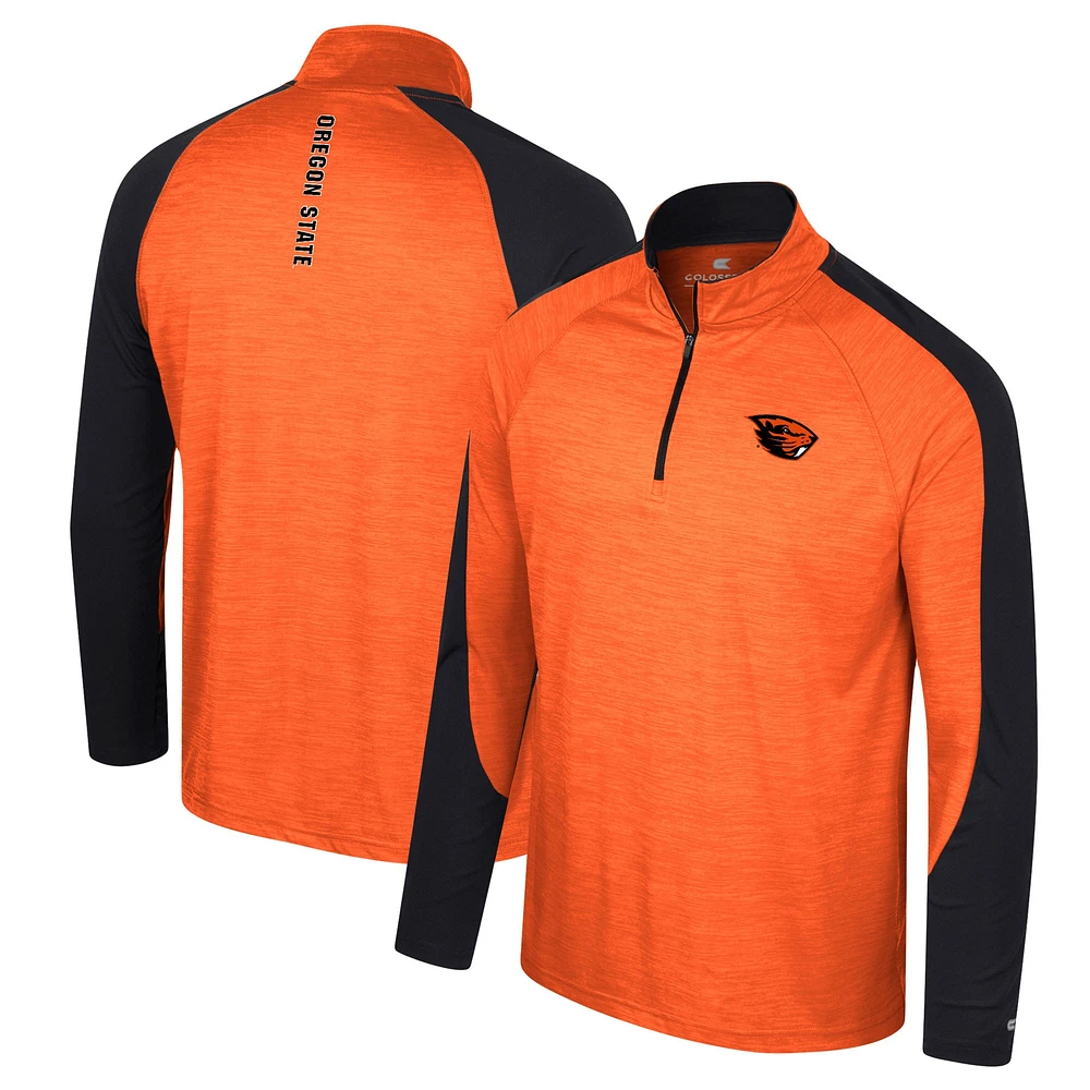 Men's Colosseum Orange Oregon State Beavers Langmore Raglan Quarter-Zip Top