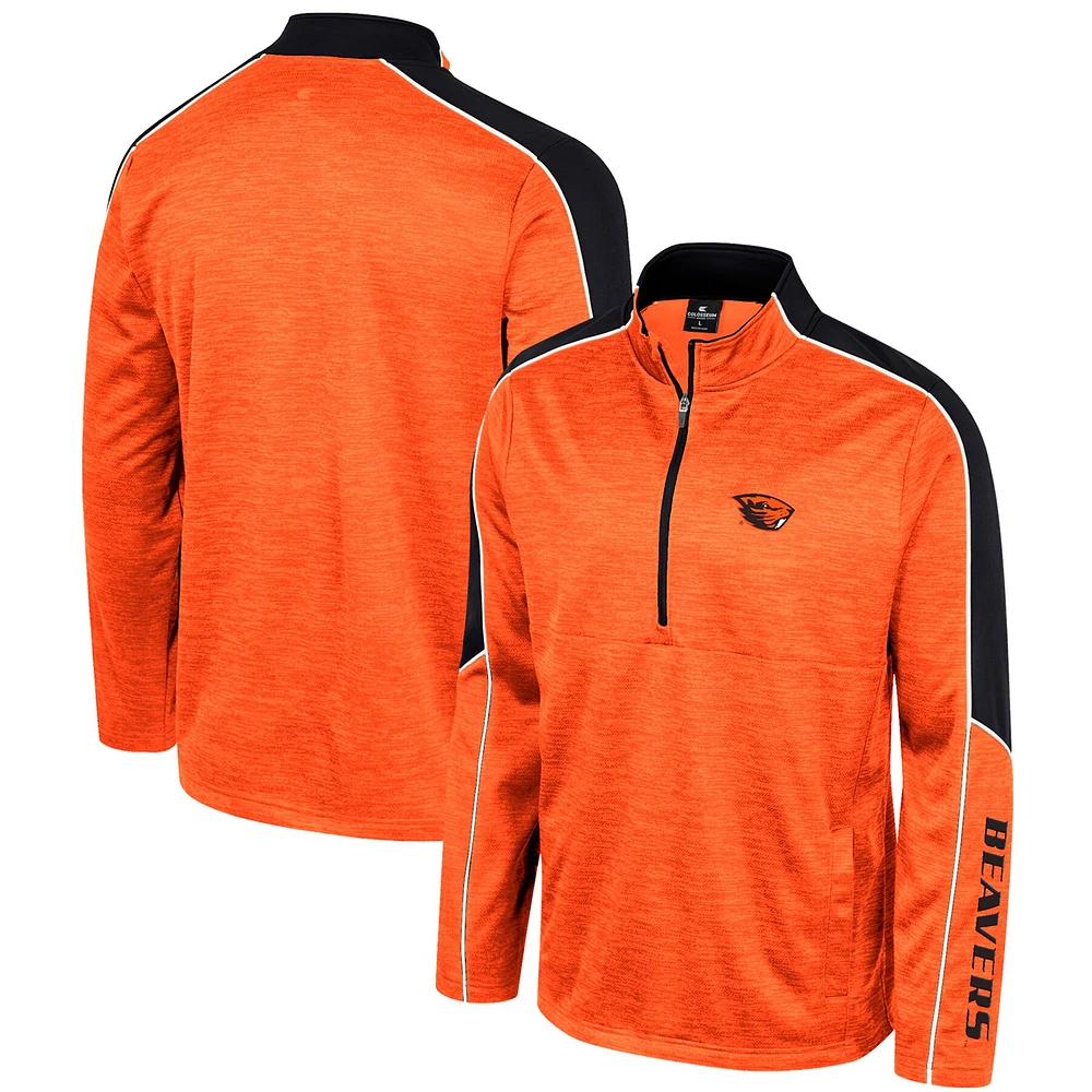 Veste à demi-glissière chinée Colosseum Orange Oregon State Beavers pour homme