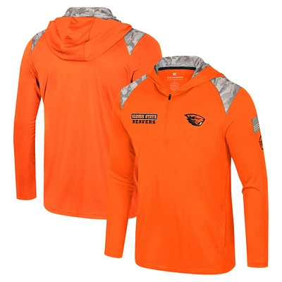 Veste à capuche glissière quart de tour orange Colosseum pour homme Oregon State Beavers OHT Military Appreciation