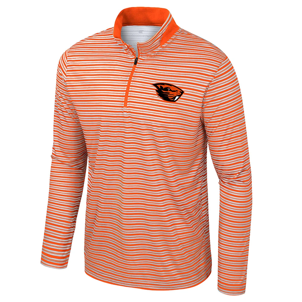 Men's Colosseum Orange Oregon State Beavers Striped Quarter-Zip Top