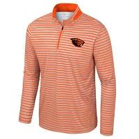 Men's Colosseum Orange Oregon State Beavers Striped Quarter-Zip Top