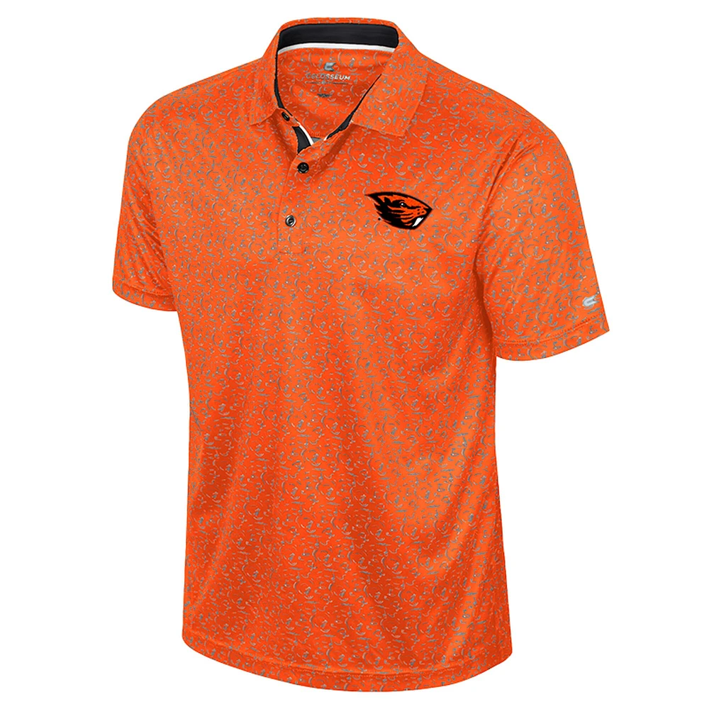 Polo de golf sublimé orange Colosseum pour homme, Oregon State Beavers