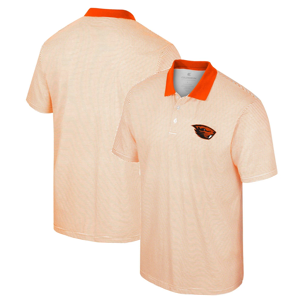 Polo à rayures blanches/oranges Colosseum Oregon State Beavers pour homme