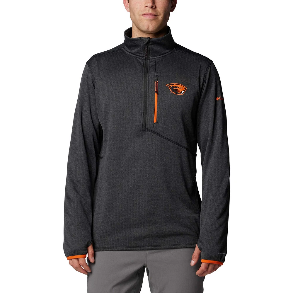 Men's Columbia Black Oregon State Beavers Park View Grid Fleece Omni-Wick Half-Zip Jacket