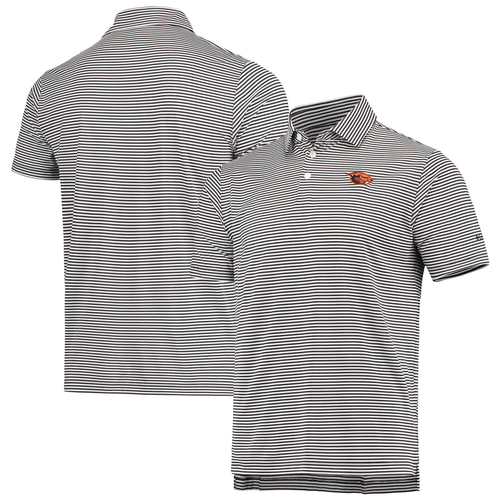 Men's Columbia Black Oregon State Beavers Tech Trail Omni-Shade Polo