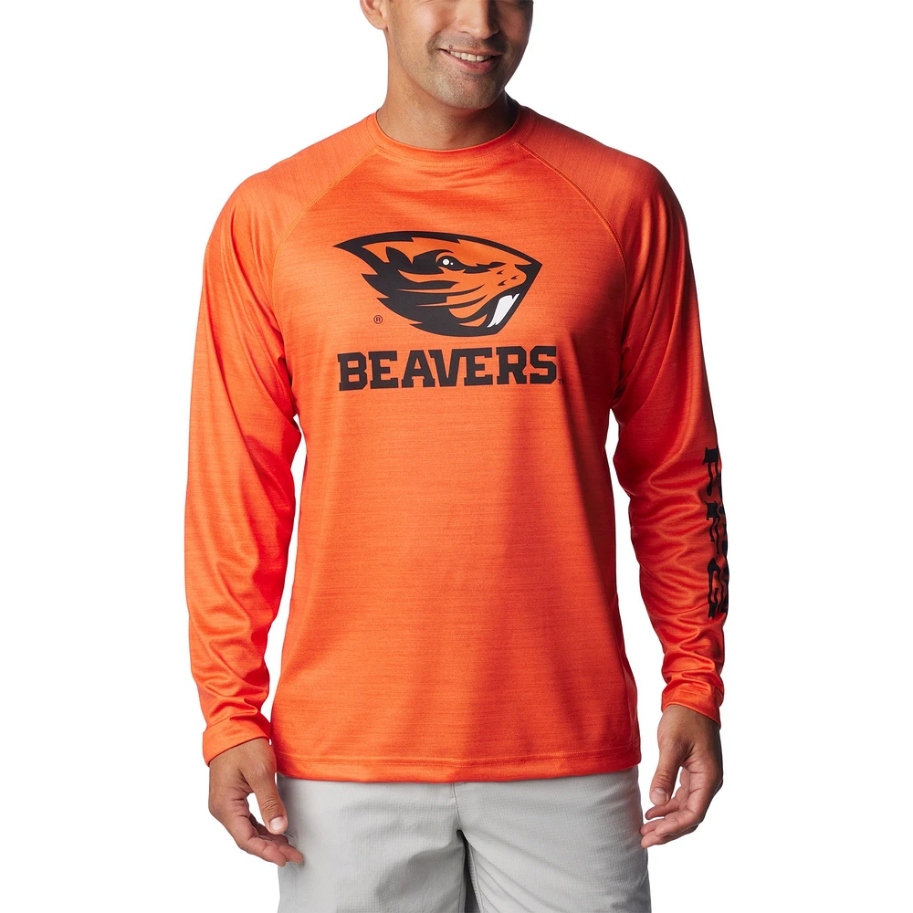 Men's Columbia  Orange Oregon State Beavers PFG Terminal Tackle Omni-Shade Raglan Long Sleeve T-Shirt