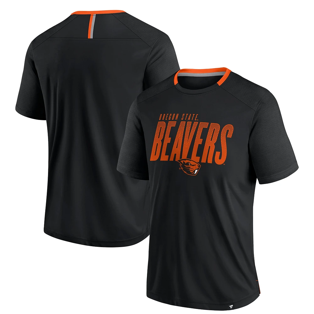 Men's Fanatics Black Oregon State Beavers Defender Fade Slant T-Shirt