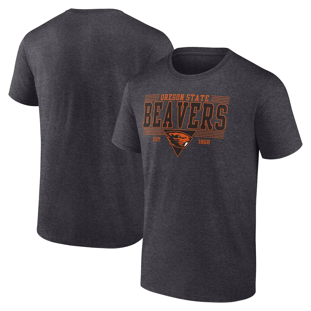 Men's Fanatics Heather Charcoal Oregon State Beavers Triangle Multi-Stripe T-Shirt