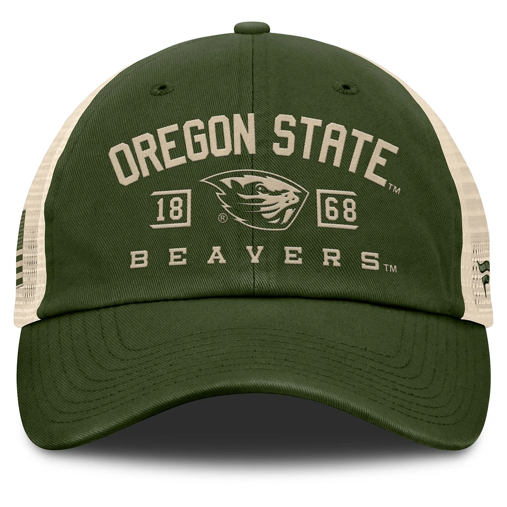 Men's Fanatics Olive Oregon State Beavers OHT Military Appreciation Frontier Trucker Adjustable Hat