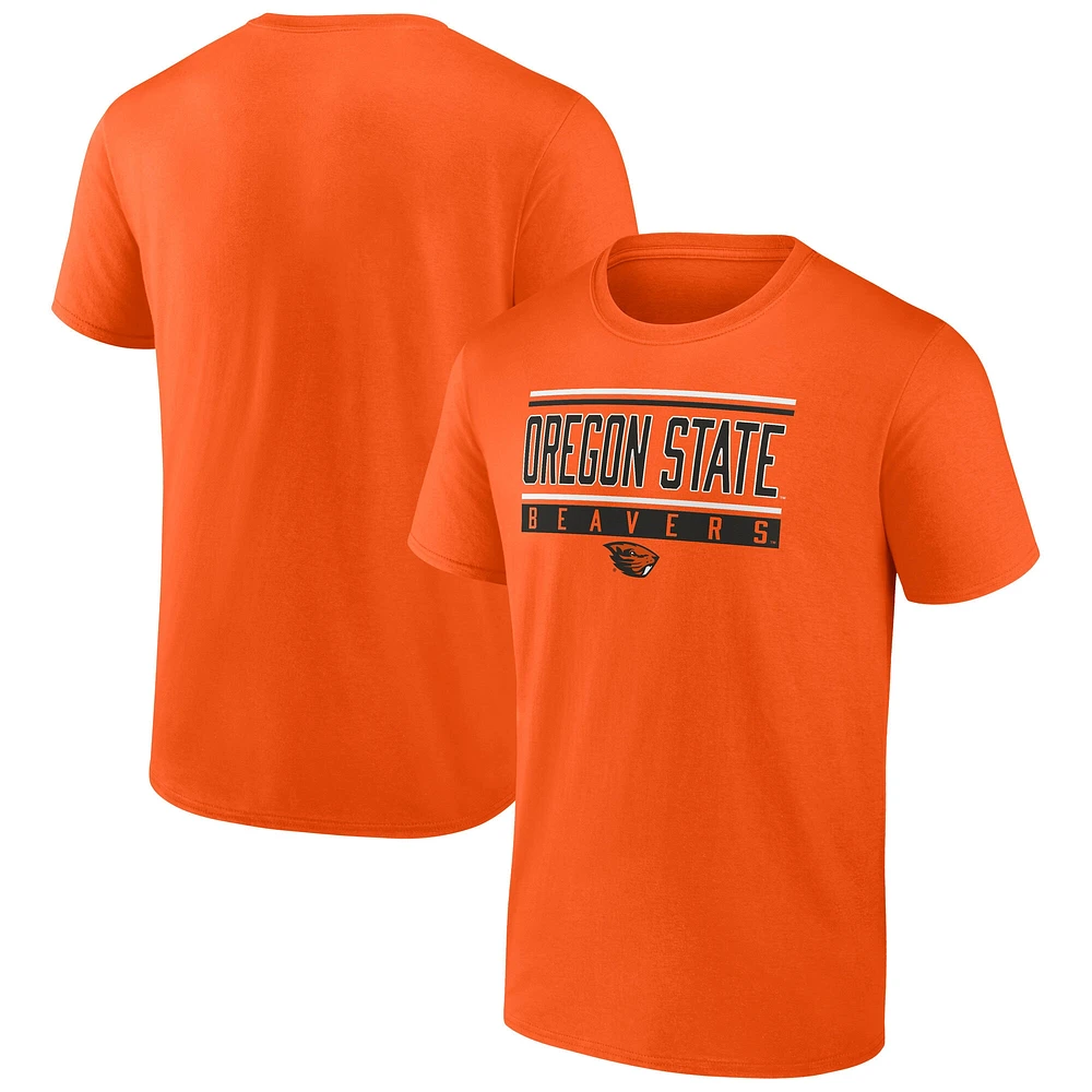 T-shirt orange à rayures et blocs pour hommes Fanatics Oregon State Beavers Fundamentals