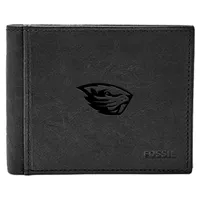 Oregon State Beavers Fossil Leather Ingram RFID Flip ID Bifold Wallet - Black