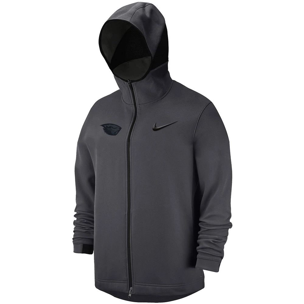 Veste à capuche entièrement zippée pour homme Nike Oregon State Beavers Tonal Showtime Anthracite