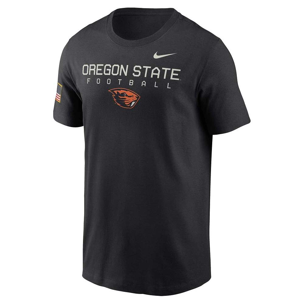 T-shirt de performance Nike noir pour homme Oregon State Beavers 2024 Military Appreciation Legend