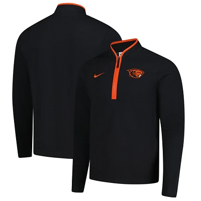 Haut Nike noir à fermeture éclair quart de tour pour homme Oregon State Beavers Coaches Courtside Basketball Victory Performance