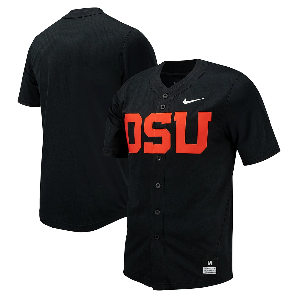 Maillot de baseball à bouton intégral Nike pour hommes, noir