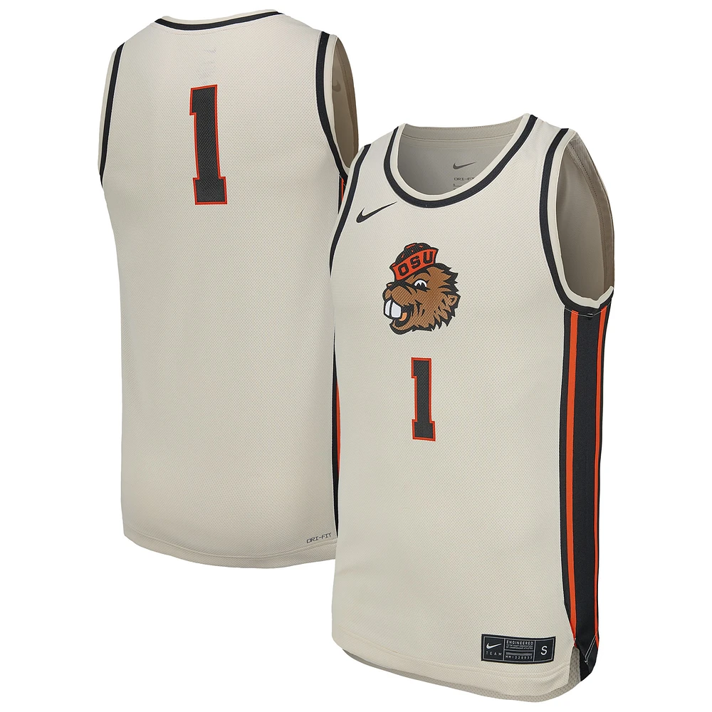 Men's Nike  Natural Oregon State Beavers Replica Basketball Jersey