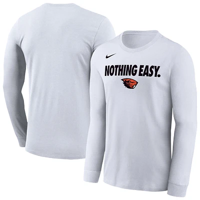 Men's Nike White Oregon State Beavers 2025 On-Court Bench Long Sleeve T-Shirt