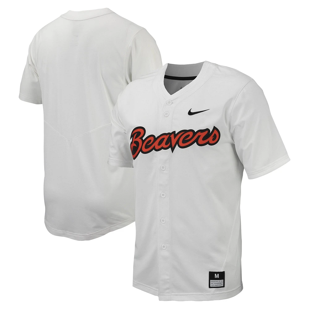 Maillot de baseball à bouton intégral Nike pour hommes, blanc, Oregon State Beavers Replica