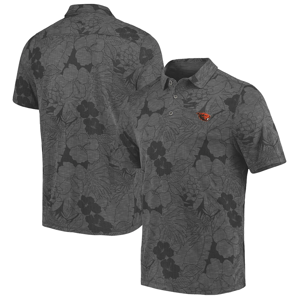 Polo Tommy Bahama Charcoal Oregon State Beavers Miramar Blooms pour homme