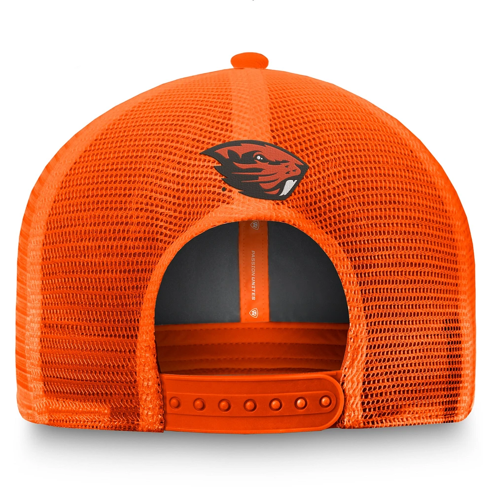 Men's Top of the World Black/Orange Oregon State Beavers Origin Trucker Adjustable Hat