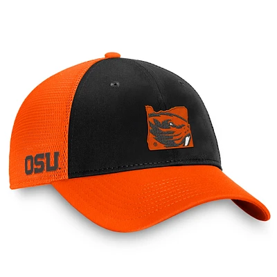 Men's Top of the World Black/Orange Oregon State Beavers Origin Trucker Adjustable Hat