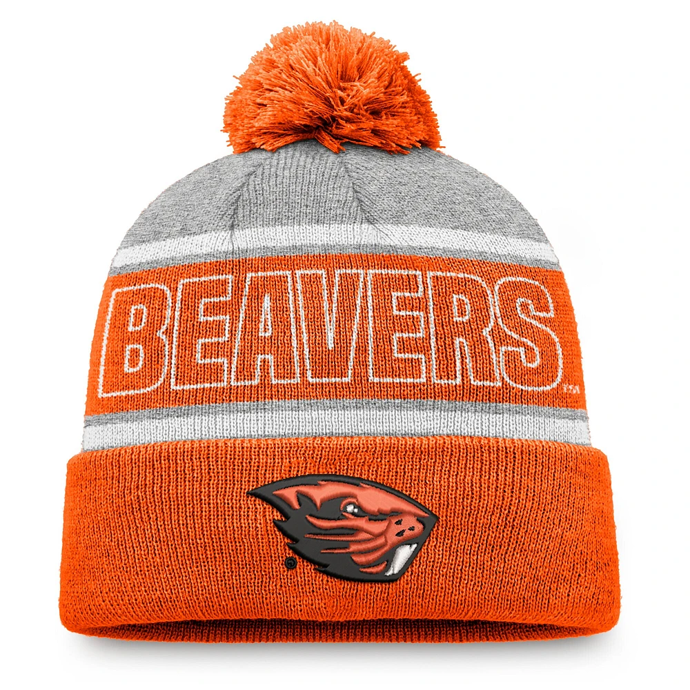 Men's Top of the World Orange Oregon State Beavers Two-Tone Cuffed Knit Hat with Pom
