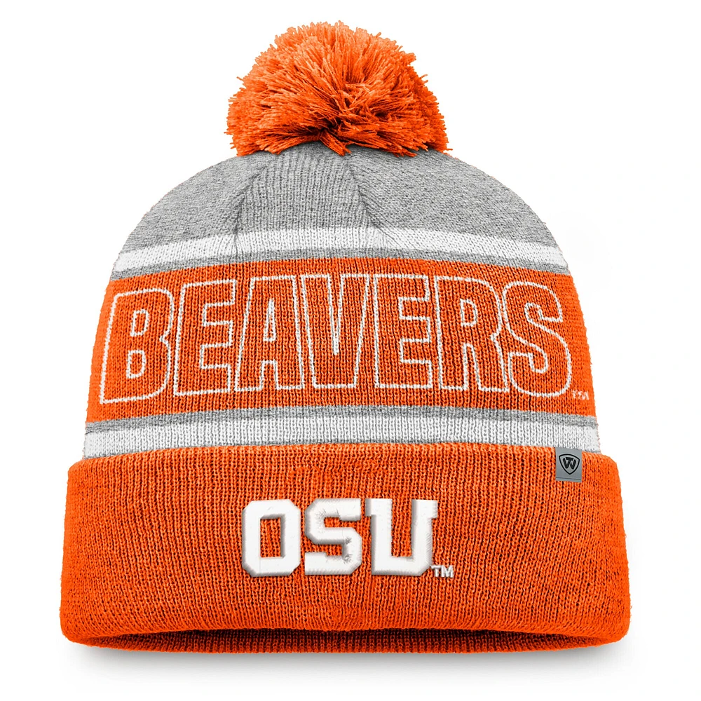 Men's Top of the World Orange Oregon State Beavers Two-Tone Cuffed Knit Hat with Pom
