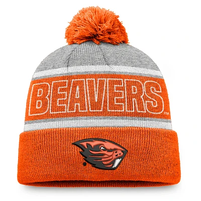 Men's Top of the World Orange Oregon State Beavers Two-Tone Cuffed Knit Hat with Pom