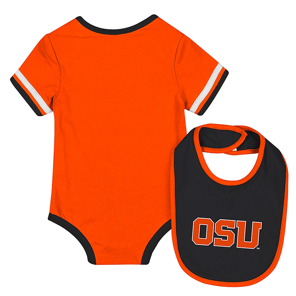 Ensemble body et bavoir orange Colosseum Oregon State Beavers pour nouveau-né bébé