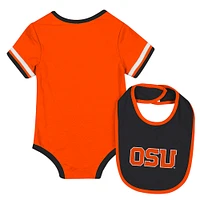Ensemble body et bavoir orange Colosseum Oregon State Beavers pour nouveau-né bébé