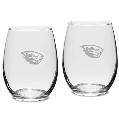 Oregon State Beavers 2-Piece 15oz. Stemless Wine Glass Set