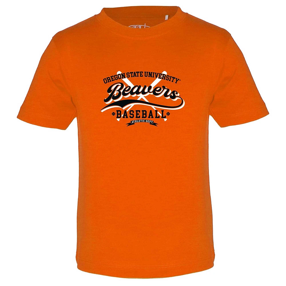 T-shirt de baseball orange pour tout-petits Garb des castors l'État l'Oregon Toni