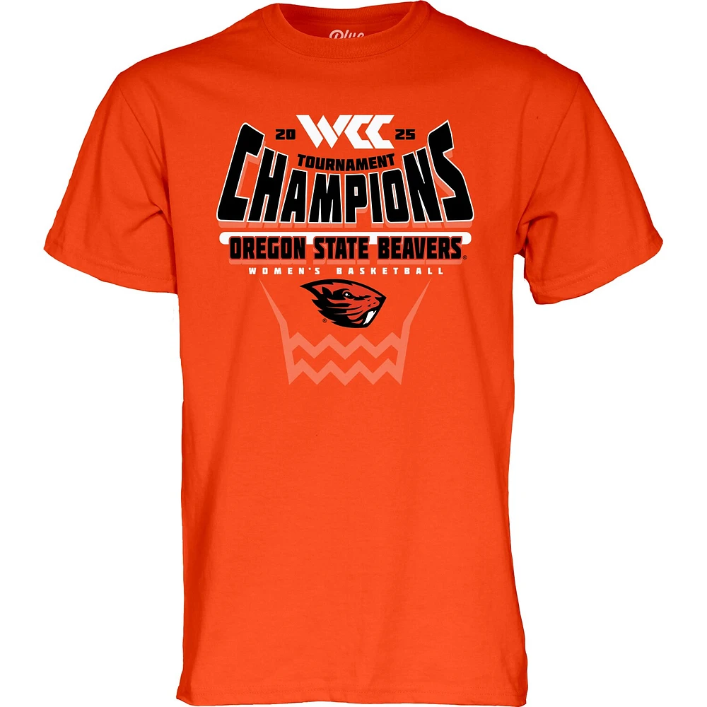 Unisex Blue 84  Orange Oregon State Beavers 2025 WCC Women's Basketball Conference Tournament Champions T-Shirt