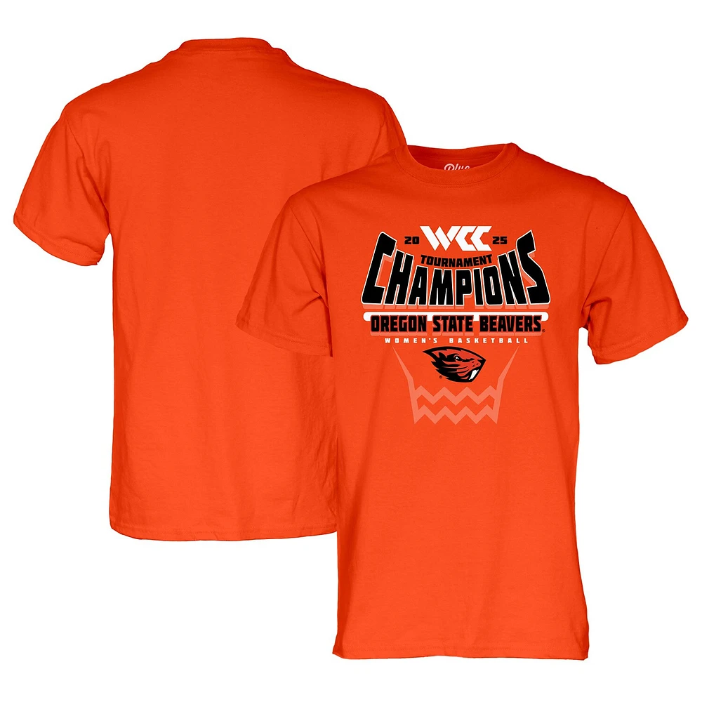 Unisex Blue 84 Orange Oregon State Beavers 2025 WCC Women's Basketball Conference Tournament Champions T-Shirt