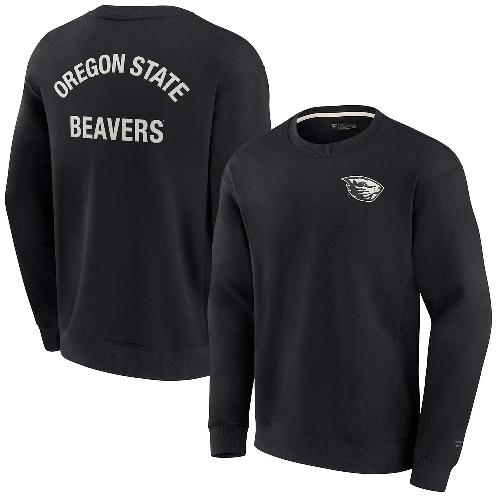 Sweat-shirt unisexe fanatiques noir Oregon State Beavers super doux pull ras du cou