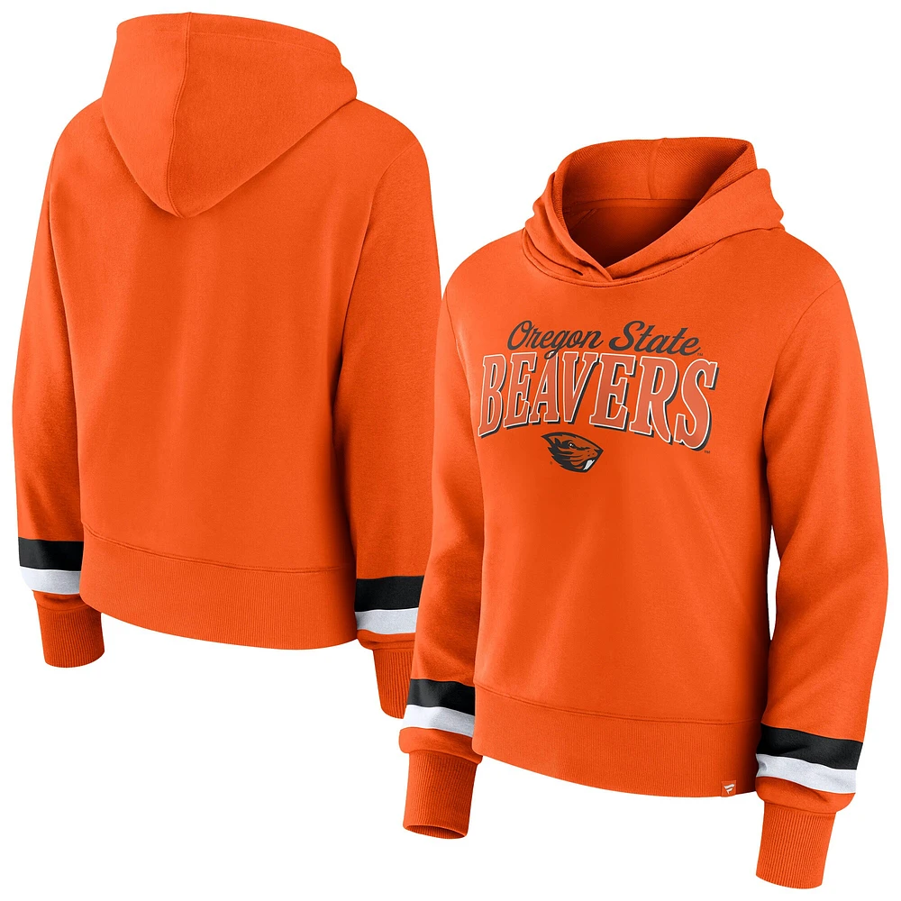 Women's Fanatics  Orange Oregon State Beavers Badge Bridge Pullover Hoodie