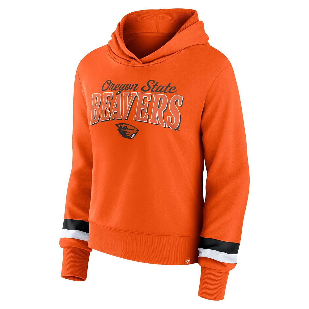 Women's Fanatics  Orange Oregon State Beavers Badge Bridge Pullover Hoodie