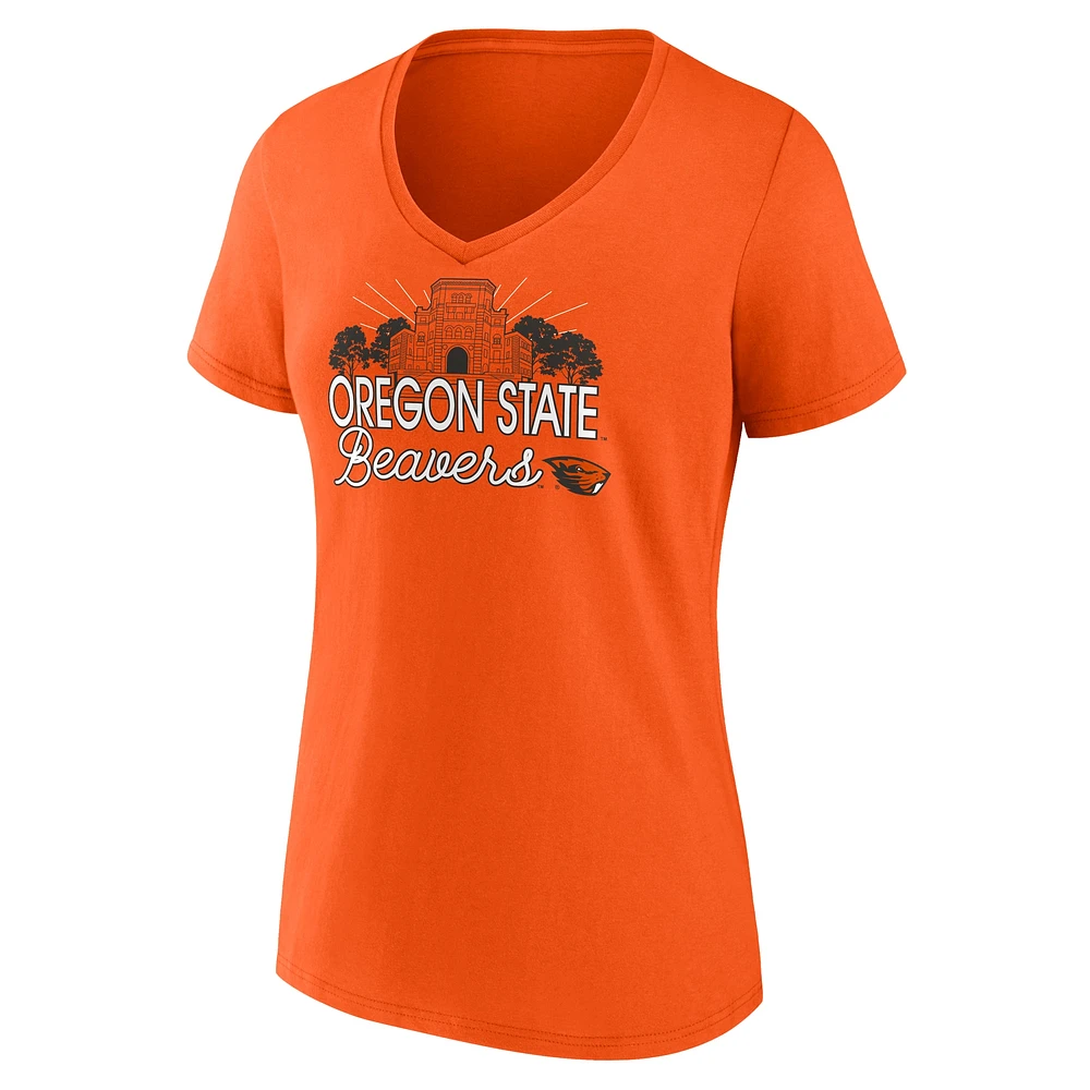 T-shirt Fanatics Orange Oregon State Beavers Fundamentals Region Draw pour femmes