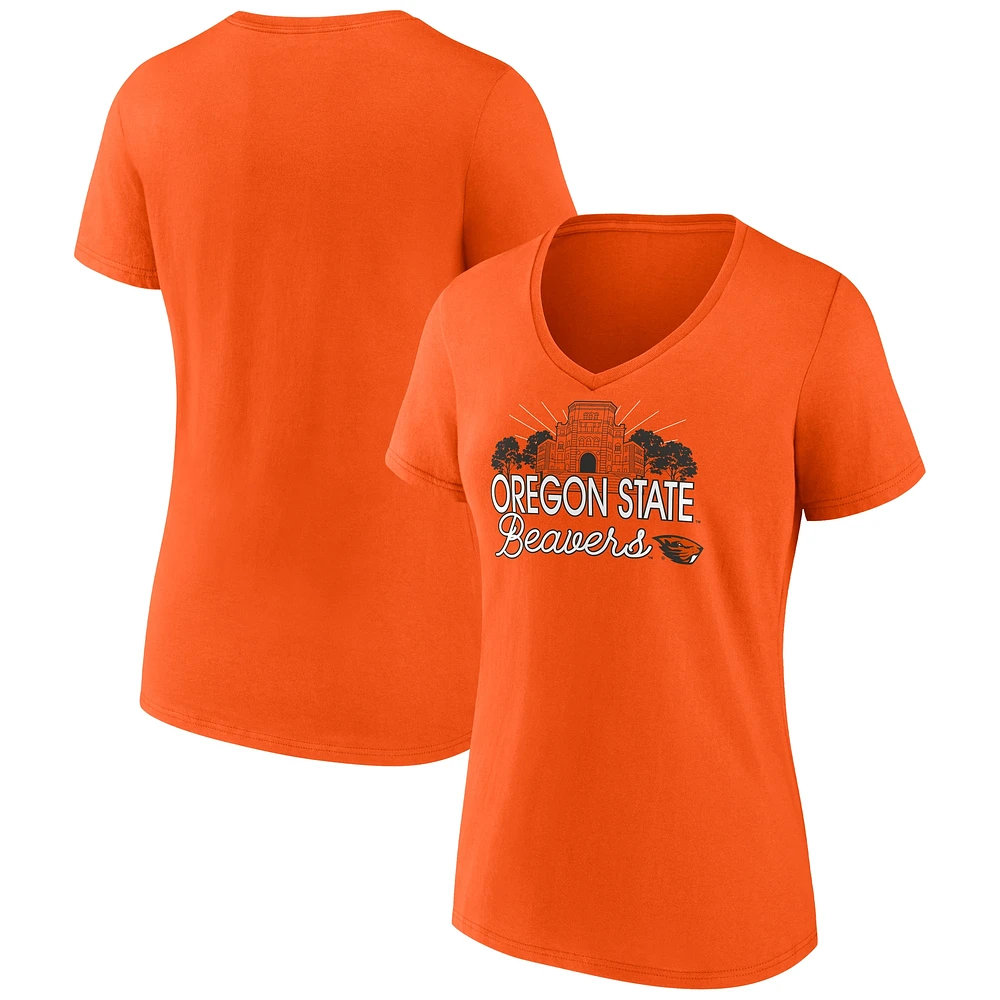 T-shirt Fanatics Orange Oregon State Beavers Fundamentals Region Draw pour femmes