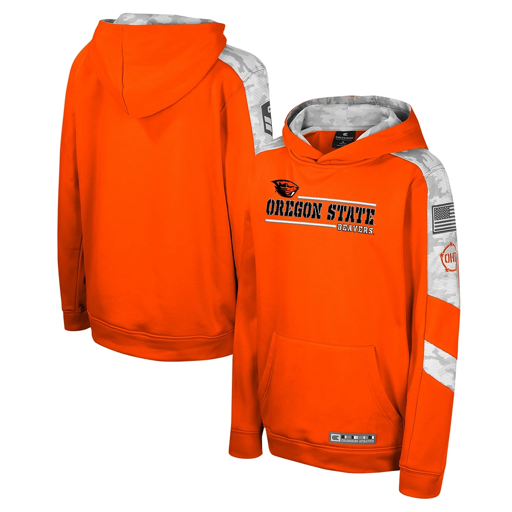 Youth Colosseum Orange Oregon State Beavers OHT Military Appreciation Cyclone Digital Camo Pullover Hoodie