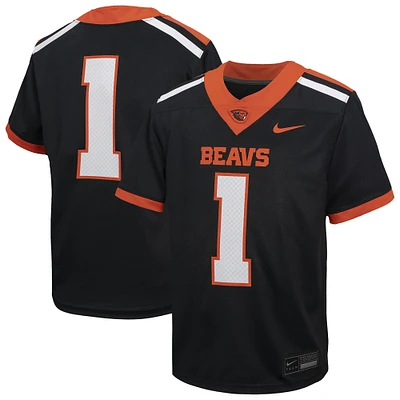 Maillot de football Nike #1 noir pour jeunes Oregon State Beavers Untouchable