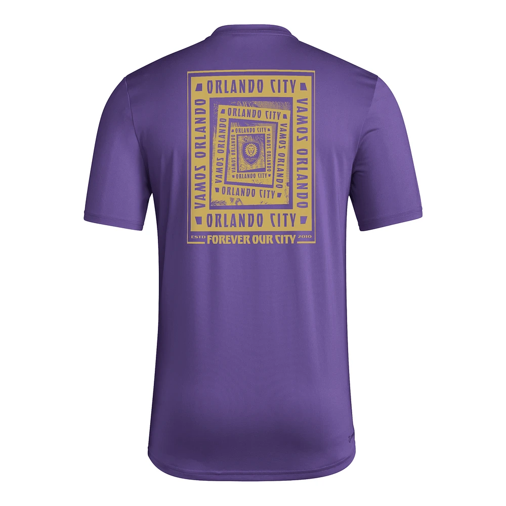 T-shirt cache-cœur violet adidas Orlando City SC Local pour homme