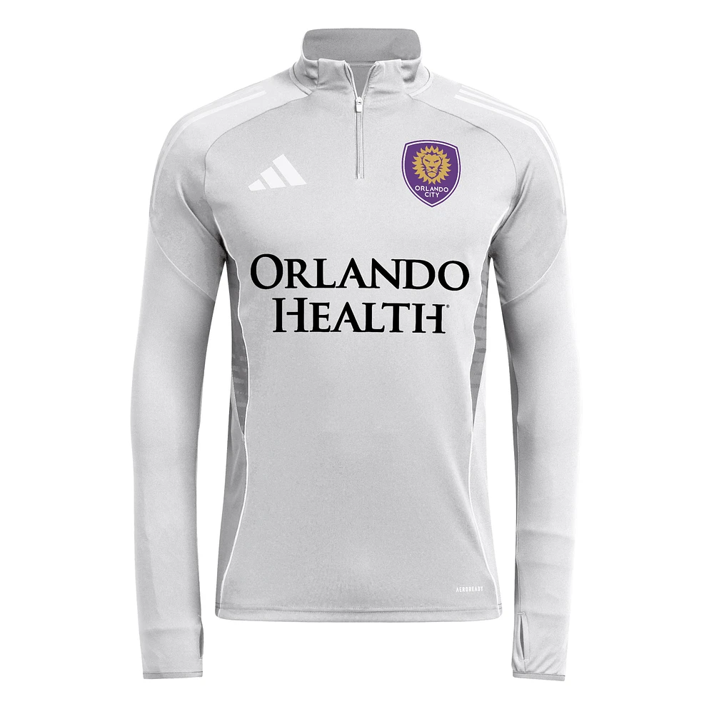 Men's adidas  Silver Orlando City SC 2025 Quarter-Zip Long Sleeve Training Top