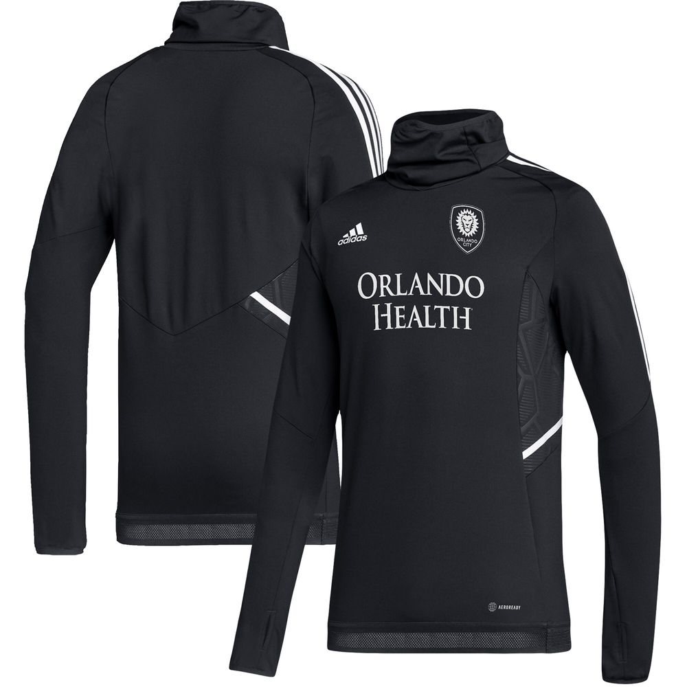 Men's adidas Black Orlando City SC COLD.RDY Raglan Warmup Pullover Jacket