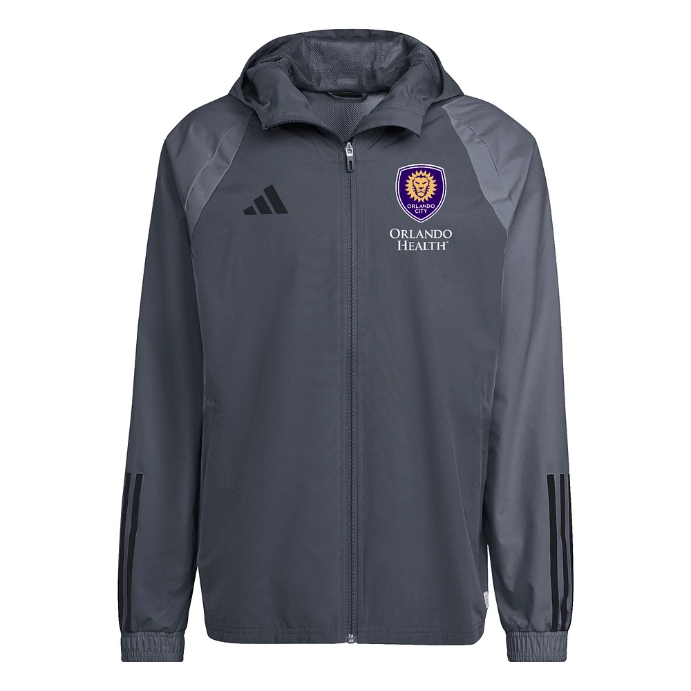 Men's adidas Gray Orlando City SC 2024 All-Weather Full-Zip Jacket