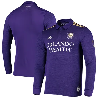 Men's adidas Purple Orlando City SC 2019 Home Authentic Long Sleeve Jersey