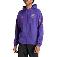 Veste violette adidas Orlando City SC 2024 Anthem Travel à manches raglan et fermeture éclair pour homme