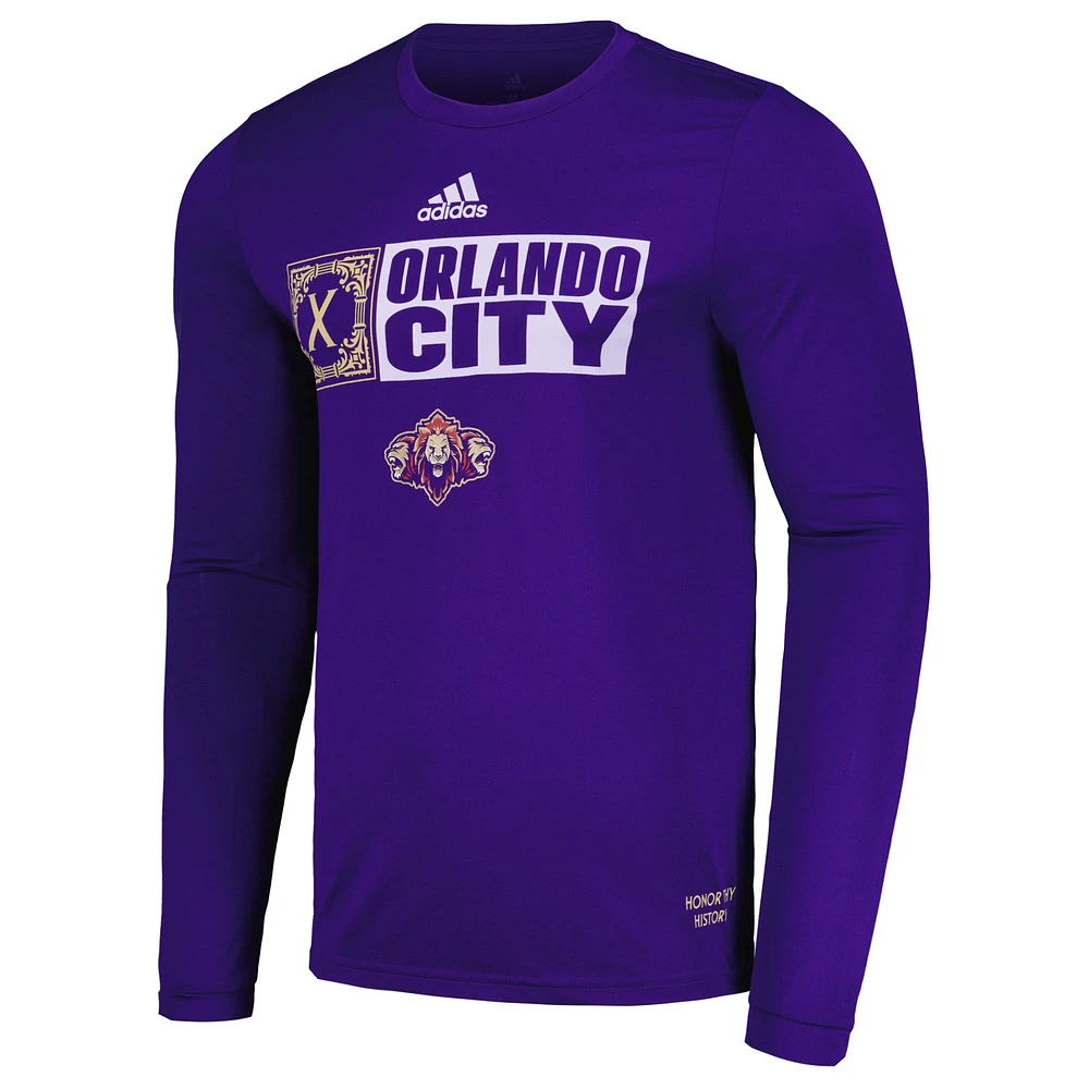 T-shirt à manches longues adidas violet Orlando City SC 2024 Jersey Hook AEROREADY pour homme