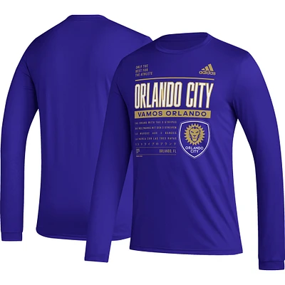 T-shirt AEROREADY à manches longues adidas Orlando City SC Club DNA violet pour homme